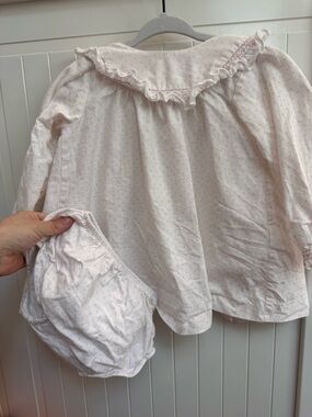 Girls' Pink Dotted Ruffle Collar Matching Set Italian dress